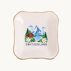 Switzerland Ceramic Ring Dish, Gold Rim Trinket Tray, Jewelry Holder Gift, Five Shape Options