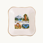 U.S. National Parks Ceramic Ring Dish, Gold Rim Trinket Tray, Jewelry Holder Gift, Five Shape Options