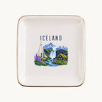 Iceland Ceramic Ring Dish, Gold Rim Trinket Tray, Jewelry Holder Gift, Five Shape Options