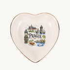 Prague Ceramic Ring Dish, Gold Rim Trinket Tray, Jewelry Holder Gift, Five Shape Options