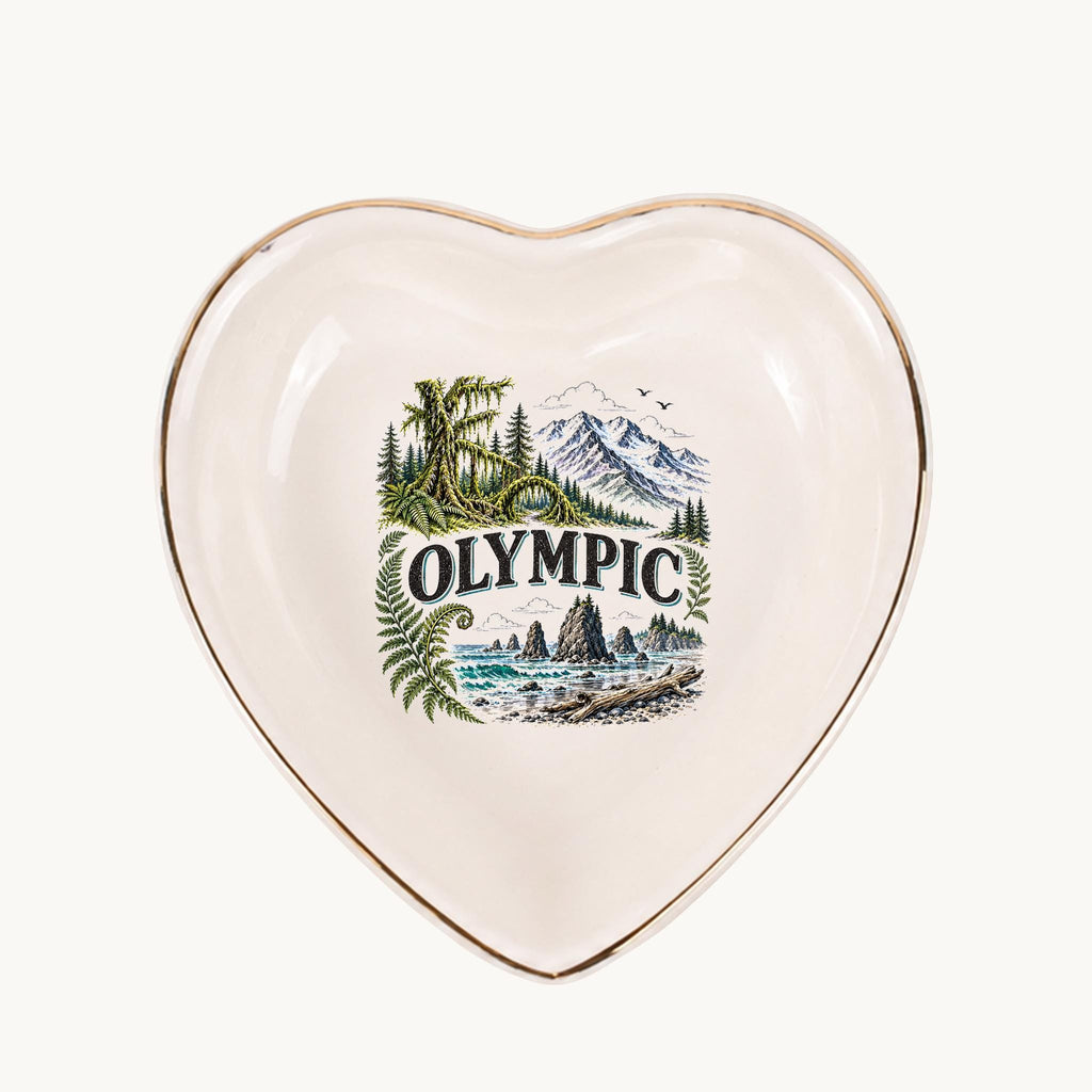 Olympic Ceramic Ring Dish, Gold Rim Trinket Tray, Jewelry Holder Gift, Five Shape Options