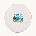 Norway Ceramic Ring Dish, Gold Rim Trinket Tray, Jewelry Holder Gift, Five Shape Options