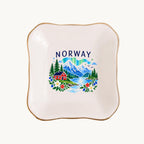 Norway Ceramic Ring Dish, Gold Rim Trinket Tray, Jewelry Holder Gift, Five Shape Options