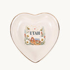 Utah Ceramic Ring Dish, Gold Rim Trinket Tray, Jewelry Holder Gift, Five Shape Options