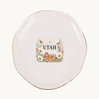 Utah Ceramic Ring Dish, Gold Rim Trinket Tray, Jewelry Holder Gift, Five Shape Options