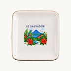 El Salvador Ceramic Ring Dish, Gold Rim Trinket Tray, Jewelry Holder Gift, Five Shape Options