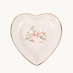 Blush Bridal Bow Ceramic Ring Dish, Gold Rim Trinket Tray, Jewelry Holder Gift, Five Shape Options