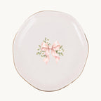 Blush Bridal Bow Ceramic Ring Dish, Gold Rim Trinket Tray, Jewelry Holder Gift, Five Shape Options