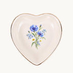 Blue Wildflower Ceramic Ring Dish, Gold Rim Trinket Tray, Jewelry Holder Gift, Five Shape Options