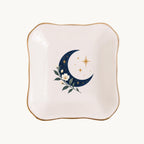 Celestial Moon Ceramic Ring Dish, Gold Rim Trinket Tray, Jewelry Holder Gift, Five Shape Options