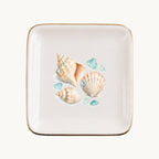 Coastal Shells Ceramic Ring Dish, Gold Rim Trinket Tray, Jewelry Holder Gift, Five Shape Options