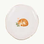 Sleeping Cat Ceramic Ring Dish, Gold Rim Trinket Tray, Jewelry Holder Gift, Five Shape Options