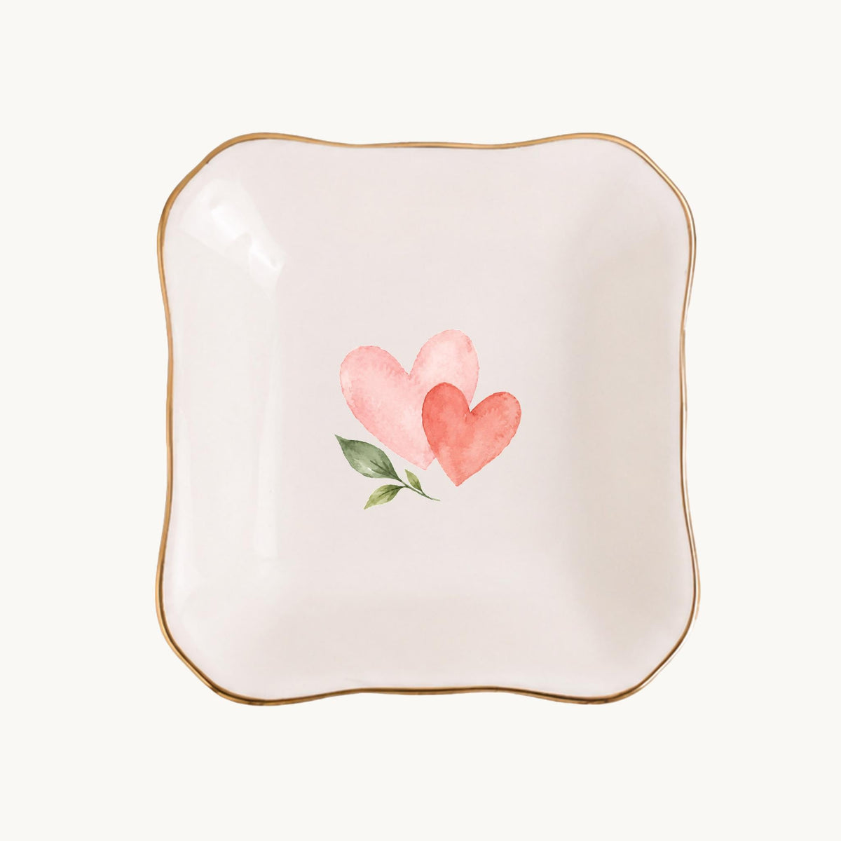 Little Love Ceramic Ring Dish, Gold Rim Trinket Tray, Jewelry Holder Gift, Five Shape Options