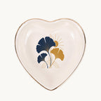 Art Deco Ginkgo Ceramic Ring Dish, Gold Rim Trinket Tray, Jewelry Holder Gift, Five Shape Options