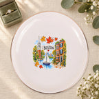 Boston Ceramic Ring Dish, Gold Rim Trinket Tray, Jewelry Holder Gift, Five Shape Options
