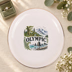 Olympic Ceramic Ring Dish, Gold Rim Trinket Tray, Jewelry Holder Gift, Five Shape Options