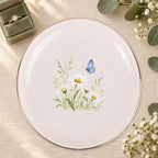 Butterfly Meadow Ceramic Ring Dish, Gold Rim Trinket Tray, Jewelry Holder Gift, Five Shape Options