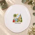 San Diego Ceramic Ring Dish, Gold Rim Trinket Tray, Jewelry Holder Gift, Five Shape Options