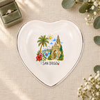 San Diego Ceramic Ring Dish, Gold Rim Trinket Tray, Jewelry Holder Gift, Five Shape Options