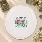 Denmark Ceramic Ring Dish, Gold Rim Trinket Tray, Jewelry Holder Gift, Five Shape Options