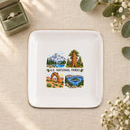 U.S. National Parks Ceramic Ring Dish, Gold Rim Trinket Tray, Jewelry Holder Gift, Five Shape Options