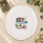 Copenhagen Ceramic Ring Dish, Gold Rim Trinket Tray, Jewelry Holder Gift, Five Shape Options