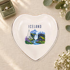 Iceland Ceramic Ring Dish, Gold Rim Trinket Tray, Jewelry Holder Gift, Five Shape Options