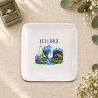 Iceland Ceramic Ring Dish, Gold Rim Trinket Tray, Jewelry Holder Gift, Five Shape Options