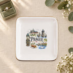 Prague Ceramic Ring Dish, Gold Rim Trinket Tray, Jewelry Holder Gift, Five Shape Options