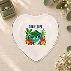 Guadeloupe Ceramic Ring Dish, Gold Rim Trinket Tray, Jewelry Holder Gift, Five Shape Options