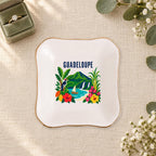 Guadeloupe Ceramic Ring Dish, Gold Rim Trinket Tray, Jewelry Holder Gift, Five Shape Options