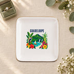 Guadeloupe Ceramic Ring Dish, Gold Rim Trinket Tray, Jewelry Holder Gift, Five Shape Options