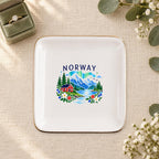 Norway Ceramic Ring Dish, Gold Rim Trinket Tray, Jewelry Holder Gift, Five Shape Options