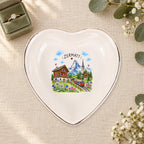 Zermatt Ceramic Ring Dish, Gold Rim Trinket Tray, Jewelry Holder Gift, Five Shape Options