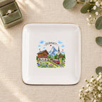 Zermatt Ceramic Ring Dish, Gold Rim Trinket Tray, Jewelry Holder Gift, Five Shape Options