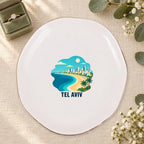Tel Aviv Ceramic Ring Dish, Gold Rim Trinket Tray, Jewelry Holder Gift, Five Shape Options