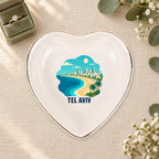 Tel Aviv Ceramic Ring Dish, Gold Rim Trinket Tray, Jewelry Holder Gift, Five Shape Options