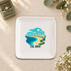 Tel Aviv Ceramic Ring Dish, Gold Rim Trinket Tray, Jewelry Holder Gift, Five Shape Options