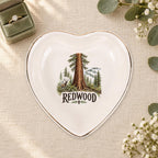 Redwood Ceramic Ring Dish, Gold Rim Trinket Tray, Jewelry Holder Gift, Five Shape Options