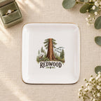 Redwood Ceramic Ring Dish, Gold Rim Trinket Tray, Jewelry Holder Gift, Five Shape Options