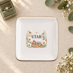 Utah Ceramic Ring Dish, Gold Rim Trinket Tray, Jewelry Holder Gift, Five Shape Options