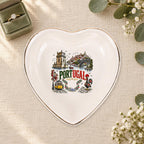Portugal Ceramic Ring Dish, Gold Rim Trinket Tray, Jewelry Holder Gift, Five Shape Options