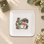 Portugal Ceramic Ring Dish, Gold Rim Trinket Tray, Jewelry Holder Gift, Five Shape Options