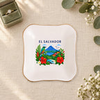El Salvador Ceramic Ring Dish, Gold Rim Trinket Tray, Jewelry Holder Gift, Five Shape Options