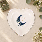 Celestial Moon Ceramic Ring Dish, Gold Rim Trinket Tray, Jewelry Holder Gift, Five Shape Options