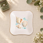 Coastal Shells Ceramic Ring Dish, Gold Rim Trinket Tray, Jewelry Holder Gift, Five Shape Options