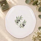 Olive Branch Ceramic Ring Dish, Gold Rim Trinket Tray, Jewelry Holder Gift, Five Shape Options