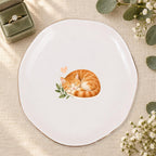 Sleeping Cat Ceramic Ring Dish, Gold Rim Trinket Tray, Jewelry Holder Gift, Five Shape Options