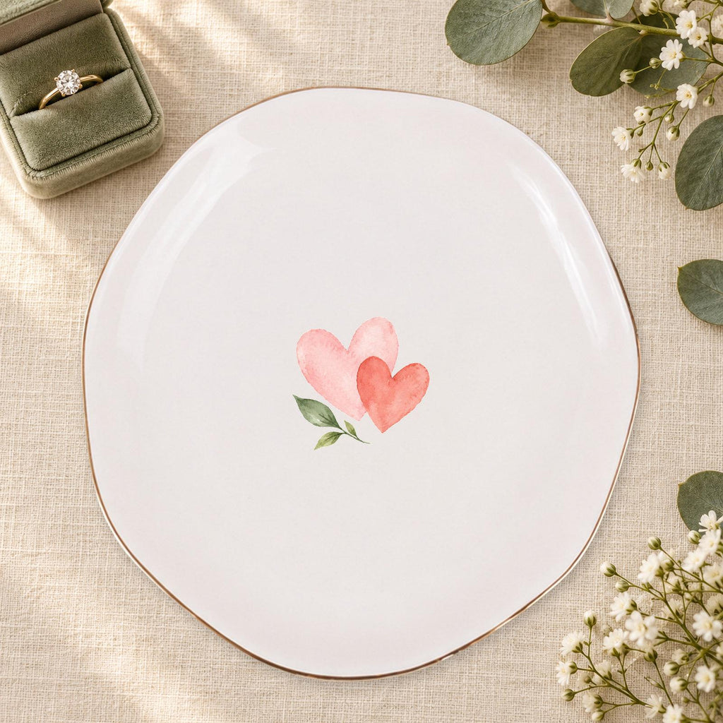 Little Love Ceramic Ring Dish, Gold Rim Trinket Tray, Jewelry Holder Gift, Five Shape Options