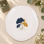 Art Deco Ginkgo Ceramic Ring Dish, Gold Rim Trinket Tray, Jewelry Holder Gift, Five Shape Options